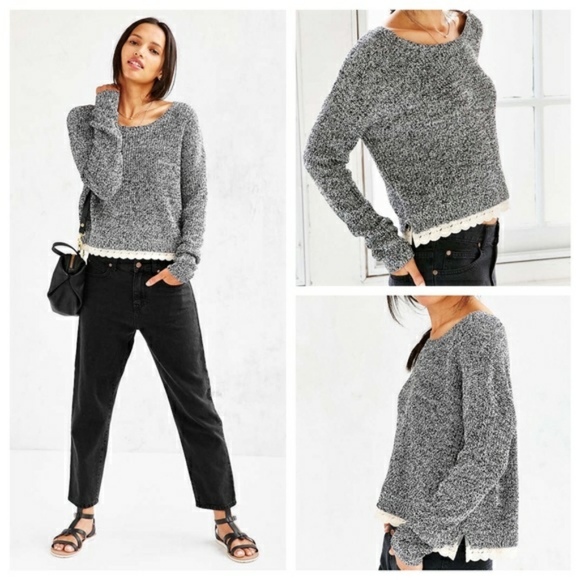 Urban Outfitters Sweaters - UO Kimchi blue gray lace trim sweater